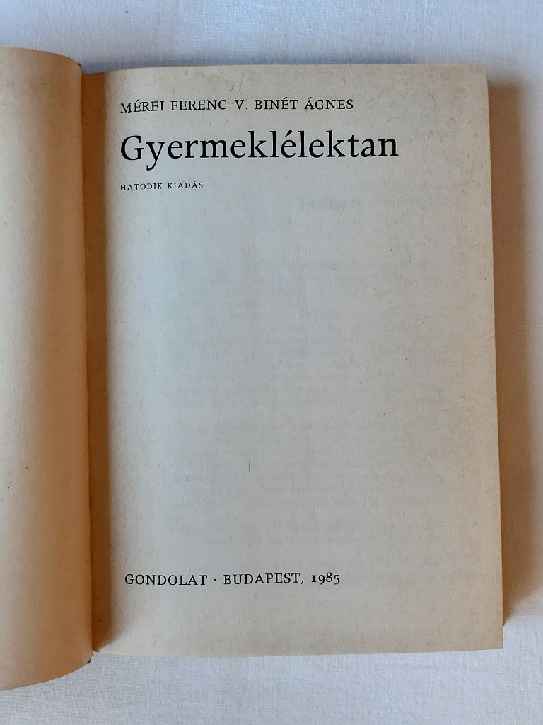 Mérei Ferenc, V. Binét Ágnes: Gyermeklélektan - 5. kép