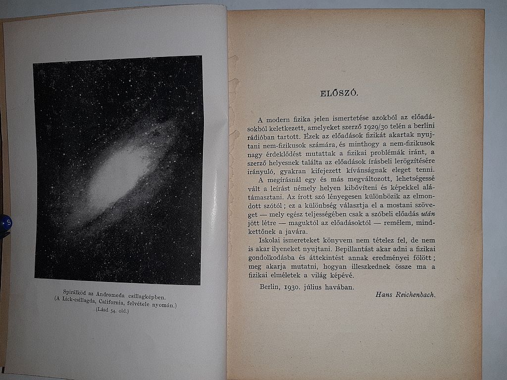 Hans Reichenbach: Atom és világegyetem : a jelenkor fizikai világképe - 1. kép