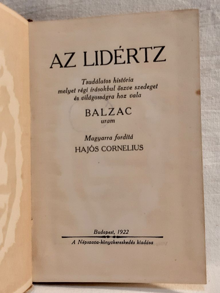 Honoré de Balzac: Az lidértz - 3. kép