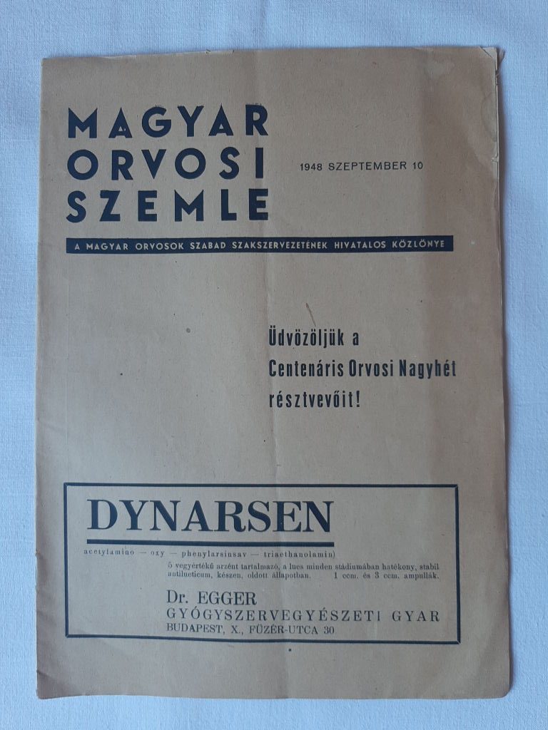 Magyar Orvosi Szemle. 1948. szeptember 10., II. évfolyam, 17. szám - 1. kép