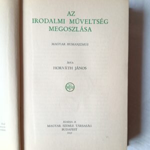 Horváth János: Az irodalmi műveltség megoszlása